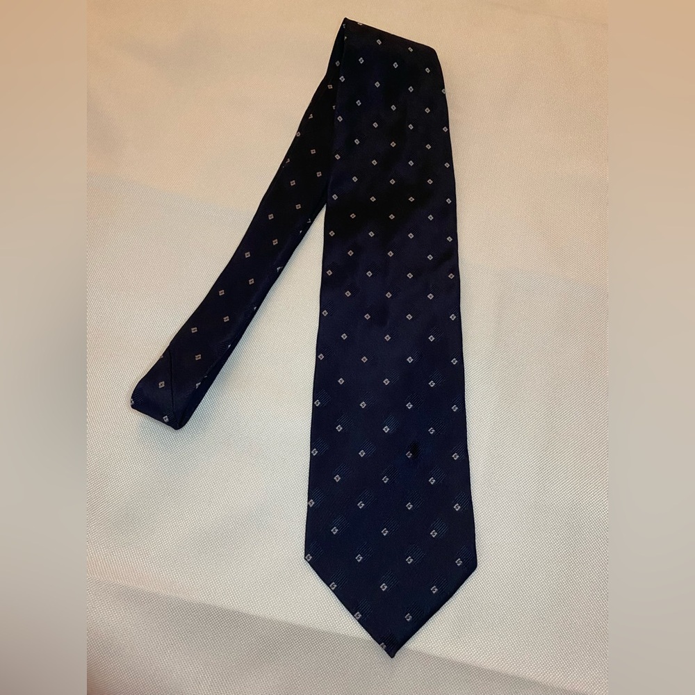 Giorgio Armani Navy Silk Tie with Micro Diamond Motif